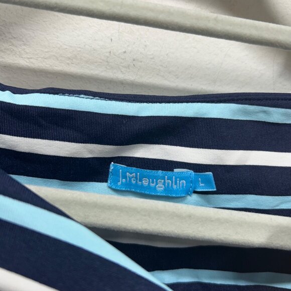 J.McLaughlin Womens Navy & Light Blue Striped Dress L - Picture 4 of 9